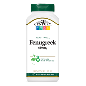 کپسول عصاره شنبلیله کاهش قند دیابت نوع 2 21Century Fenugreek Seed 610mg قرن 21 (100 عددی)
