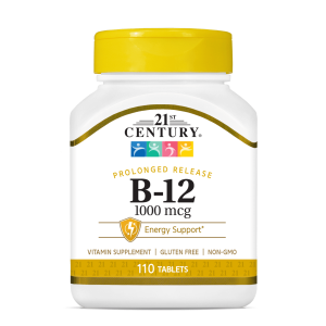 قرص آهسته رهش ویتامین سیانوکوبالامین 21Century B12 1000mcg قرن 21 (110 عددی)