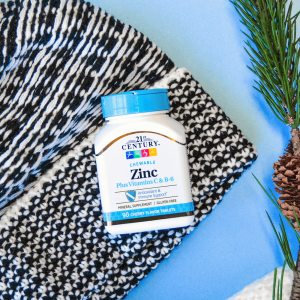قرص جویدنی طعم دار زینک پلاس 21Century Zinc Plus Vitamins C & B6 Chewable قرن 21 (90 عددی)