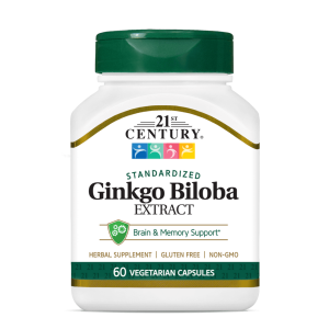 کپسول گیاهی افزایش تمرکز جینکوبیلوبا 21Century Ginkgo Biloba 60mg قرن 21 (60 عددی)