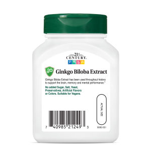 کپسول گیاهی افزایش تمرکز جینکوبیلوبا 21Century Ginkgo Biloba 60mg قرن 21 (60 عددی)