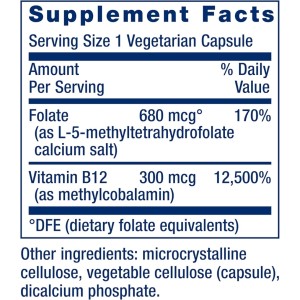 کپسول فولات و ویتامین LIFE EXTENSION Folate & B12 (90 عددی)