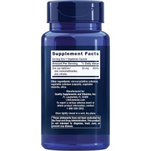 کپسول زینک سیترات و مونومتیونین لایف اکستنشن LIFE EXTENSION Zinc Citrate & Monomethionine 50mg (90 عددی)