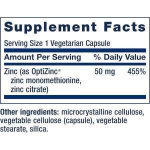 کپسول زینک سیترات و مونومتیونین لایف اکستنشن LIFE EXTENSION Zinc Citrate & Monomethionine 50mg (90 عددی)