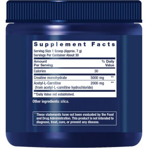 پودر کراتین و استیل-ال-کارنیتین لایف اکستنشن LIFE EXTENSION Creatine & Acetyl-L-Carnitine Energy Plus (233 گرم)