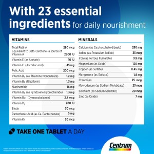 مولتی ویتامین سنتروم آقایان Centrum Multi Vitamin For Men (200 عددی)