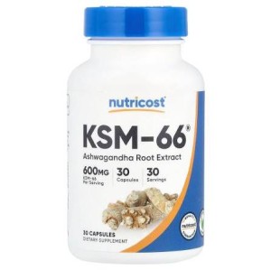 کپسول عصاره آشواگاندا نوتریکاست Nutricost Ashwagandha KSM-66 600mg (30 عددی)