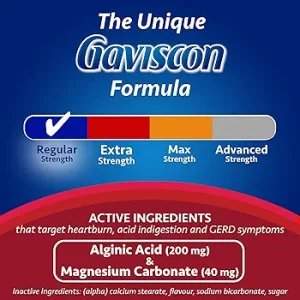 قرص جویدنی رفلاکس و سوزش معده گاویسکون Gaviscon Regular Strength Tablets (100 عددی)