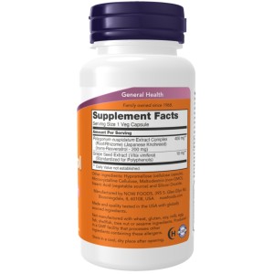 کپسول گیاهی سلامت قلب و عروق رسوراترول ناو فودز NOW Foods Resveratrol 200mg (60 عددی)