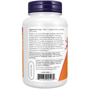 کپسول گیاهی سلامت بدن کولین NOW Foods Choline 300mg (100 عددی)