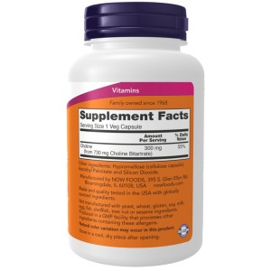 کپسول گیاهی سلامت بدن کولین NOW Foods Choline 300mg (100 عددی)