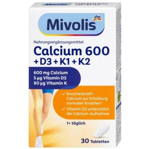 قرص کلسیم دی 3, کا1, کا2 میولیس Mivolis Calcium 600mg, D3 ,K1  K2 (30 عددی)