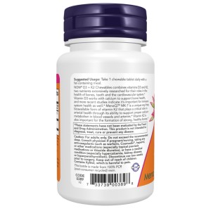 قرص جویدنی ویتامین دی3 کا2 ناو فودز NOW Foods D3 + K2 Chewable Tablets (90 عددی)