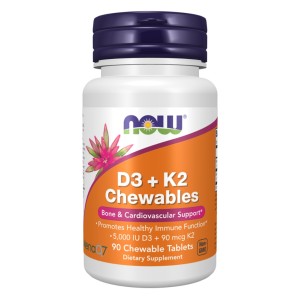 قرص جویدنی ویتامین دی3 کا2 ناو فودز NOW Foods D3 + K2 Chewable Tablets (90 عددی)