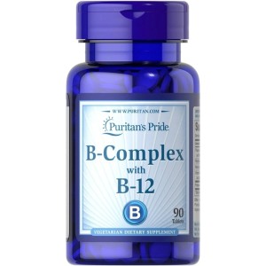 قرص ویتامین ب کمپلکس ب 12 پوریتان پراید Puritan Pride B-Complex With B12 (90 عددی)