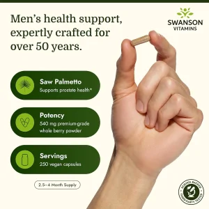 کپسول عصاره ساوپالمتو سوانسون Swanson Saw Palmetto 540mg (250 عددی)