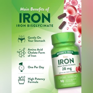 کپسول آهن آسان نیچرز تروث NATURE'S TRUTH Easy Iron 28mg (90 عددی)