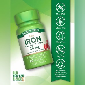 کپسول آهن آسان نیچرز تروث NATURE'S TRUTH Easy Iron 28mg (90 عددی)