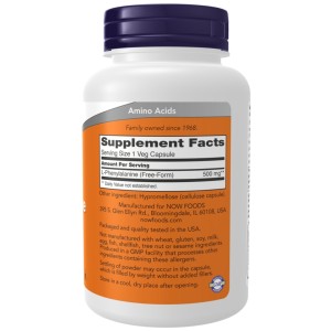 کپسول تقویت سیستم عصبی ال فنيل آلانین ناو فودز NOW Foods L-Phenylalanine 500mg (120 عددی)