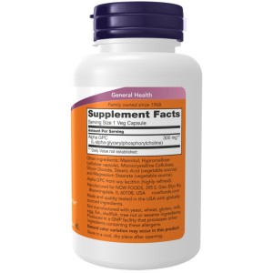 کپسول تقویت سیستم عصبی آلفا جی پی سی ناو فودز NOW Foods Alpha GPC 300mg (60 عددی)