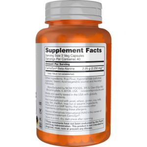 کپسول تقویت عضلات بتا آلانین ناو اسپرت NOW Sports Beta-Alanine 750mg (120 عددی)