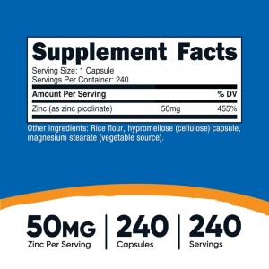 کپسول زینک پیکولینات ناتریکاست Nutricost Zinc Picolinate 50mg (240 عددی)