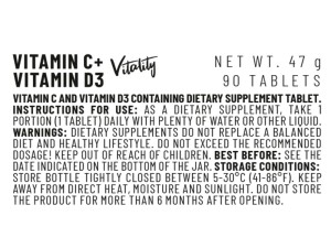 قرص ویتالیتی ویتامین C + ویتامین D3 ویتاکورپ (90 عددی)