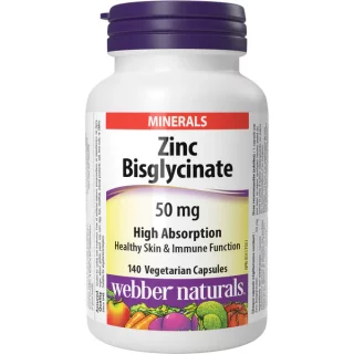 زینک Webber Naturals Zinc Bisglycinate 50 mg High Absorption 50mg وبر نچرالز