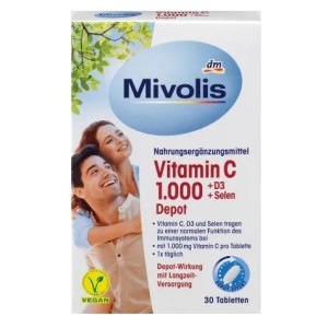 قرص Vitamin C 1000mg همراه با D3 و سلنیوم موولیس (30 عددی)