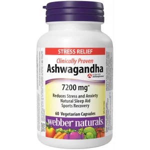 قرص عصاره آشواگاندا Ashwagandha 7200 mg وبر Webber Naturals (60 عددی)