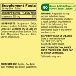 قرص منیزیم Spring Valley Magnesium 250mg اسپرینگ ولی (100 عددی)