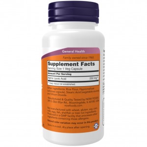 قرص آلفا لیپوئیک اسید NOW Alpha Lipoic Acid 600mg (60 عددی)