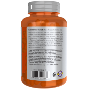 کپسول ال-آرژنین و سیترولین NOW L-Arginine 500mg & Citrulline 250mg (120 عددی)