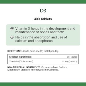 قرص ویتامین D3 1000iu نیچرز بونتی (400 عددی)