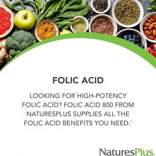 قرص فولیک اسید NaturesPlus Folic Acid 800mcg نیچرز پلاس (90 عددی)