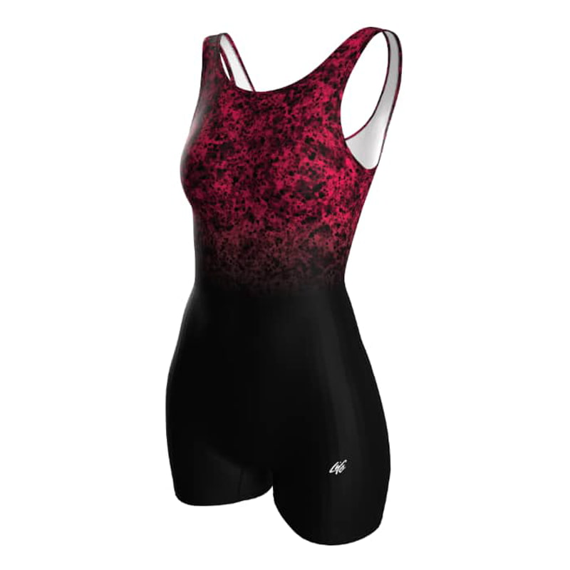 مایو شنا زنانه یک تکه مدل MZ250-P |  پادار | مشکی/قرمز