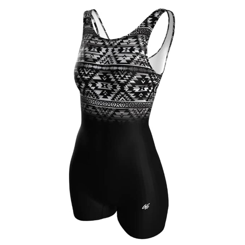 مایو شنا زنانه یک تکه مدل MZ350-P |  پادار | مشکی/سفید