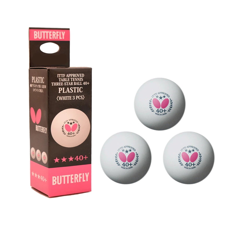 توپ پینگ پنگ باترفلای مدل 3 ستاره | سفید | اورجینال | BUTTERFLY STAR 3 +40
