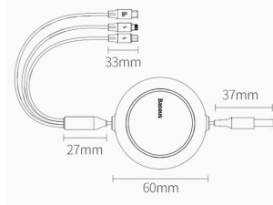 کابل شارژ سریع سه سر بیسوس Baseus Bright Mirror Retractable 66W 1.2m Cable CAMLC-MJ01