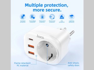 سوکت برق و 2 یو اس بی و 1 تایپ سی هوکو Hoco Multifunctional socket NS3 EU / GER