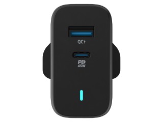 شارژر دیواری فست شارژ تایپ سی و یو اس بی 63 وات پاورولوژی Powerology Ultra-Quick Charging Adapter PWCUQC004