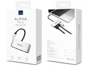 مبدل تایپ سی به اچ دی ام آی، تایپ سی و یو اس بی ویوو WiWU ALPHA 3 IN 1 USB-C HUB C2H