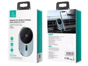 هولدر موبایل مگنتی و شارژر بی سیم داخل خودرو یوسامز Usams US-CD170 15W Magnetic Car Wireless Charger Phone Holder