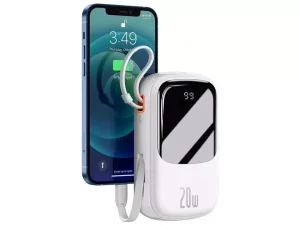 پاوربانک تایپ سی و یو اس بی 20 وات 20000 همراه با کابل لایتنینگ بیسوس BASEUS POWER BANK 20000MAH QPOW PRO PD 20W PPQD060201