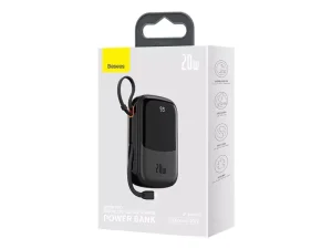 پاوربانک تایپ سی و یو اس بی 20 وات 20000 همراه با کابل لایتنینگ بیسوس BASEUS POWER BANK 20000MAH QPOW PRO PD 20W PPQD060201