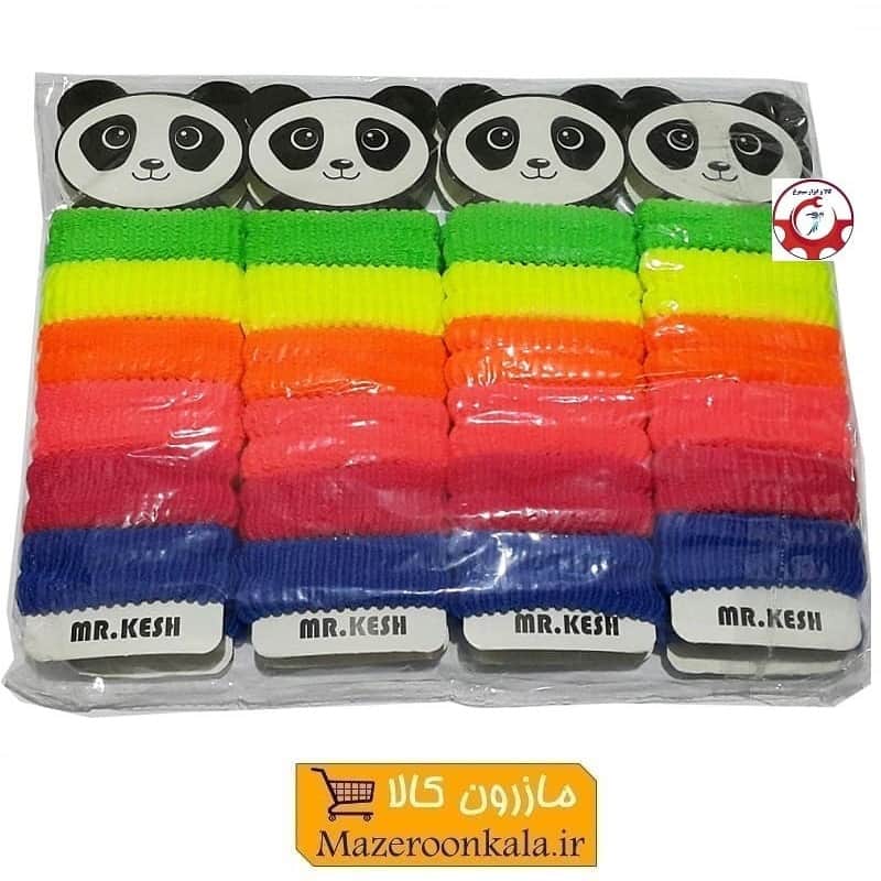 کش مو دخترانه و زنانه پاندا رنگی حوله ای پهن فروش بسته 48 عددی ZKM-004