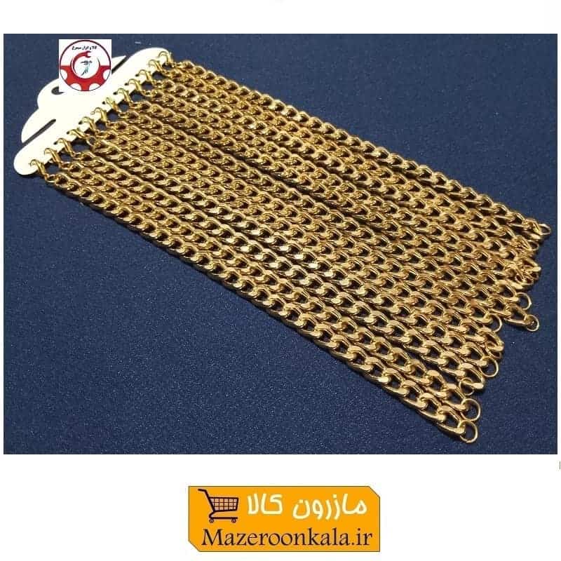 دستبند زنجیر کارتیه یا کارتیر طلایی 4 تراش فروش تک و جین 12 عددی ZBD-016