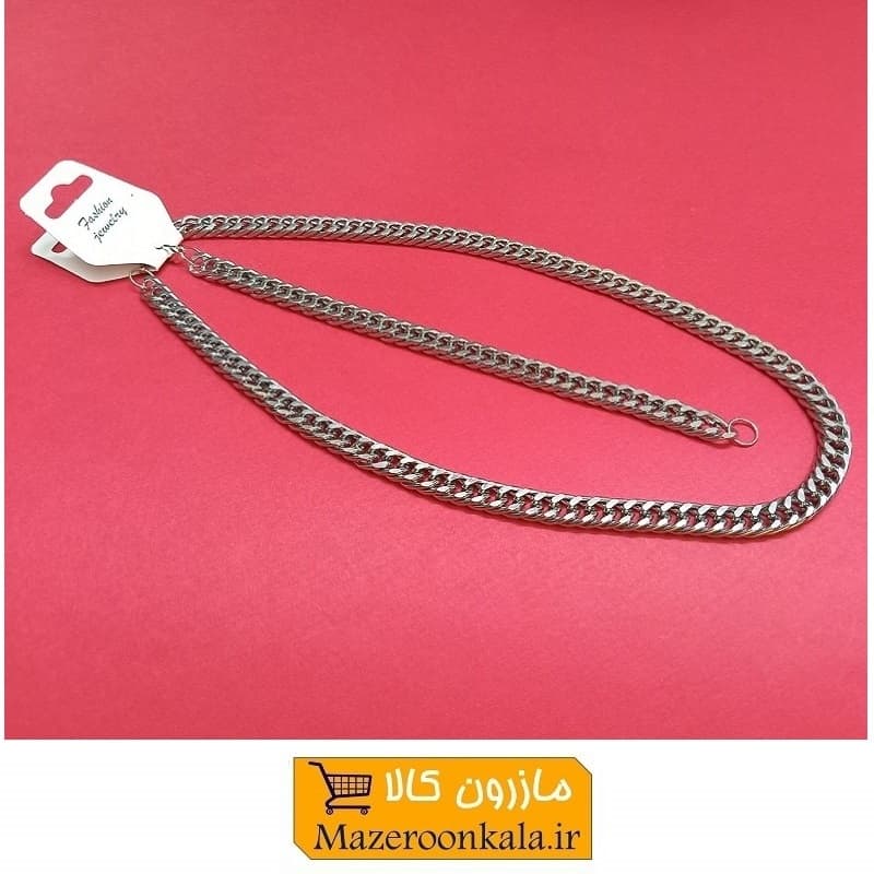 ست گردنبند و دستبند زنجیر کارتیه یا کارتیر نقره ای مدل A وزن 28 گرم فروش تک و تعداد ZBD-017