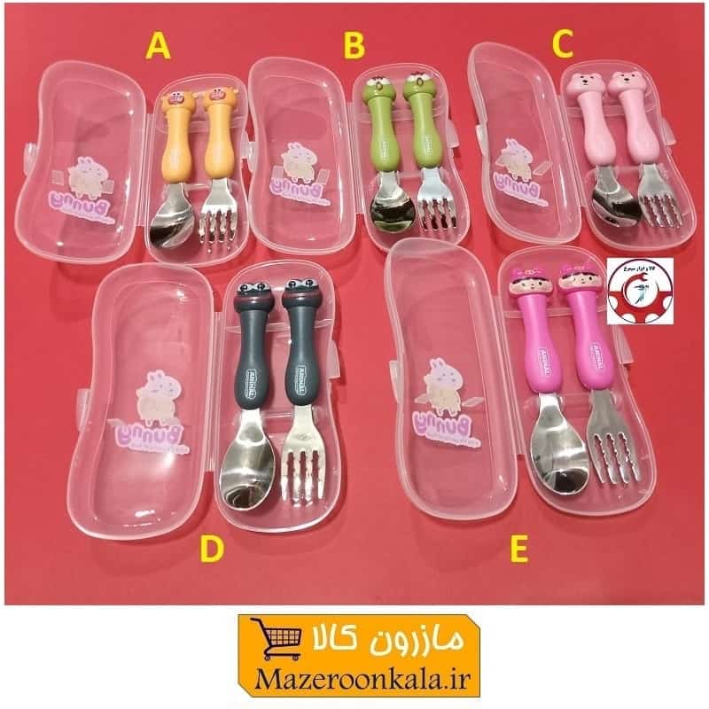 ست قاشق و چنگال کودک کارتونی حیوانات Animal با محفظه فروش تک و تعداد HGS-019