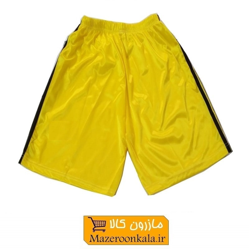 شورت و شلوارک ورزشی مردانه و پسرانه 3 خط طرح آدیداس رنگ زرد فروش تک و تعداد VLV-006E